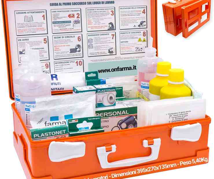 Kit pronto soccorso. Acquistabile su Amazon